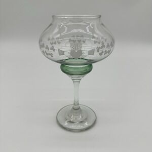 Eamon Irish Etched Glass Claddagh Shamrock Candle Holder Signed